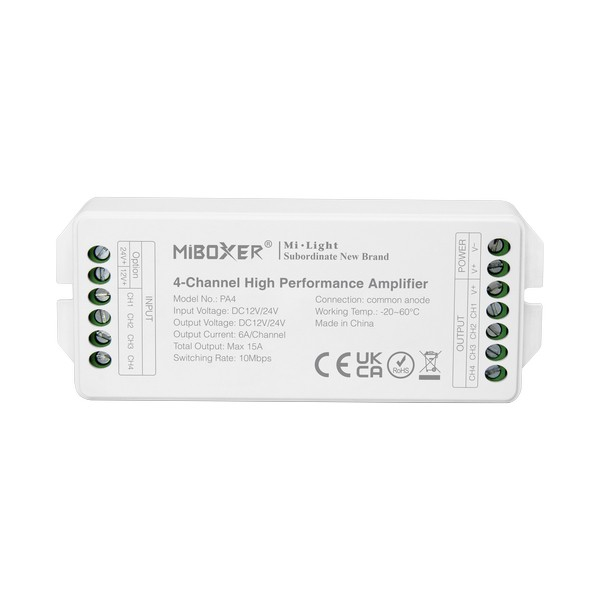ΕΝΙΣΧΥΤΗΣ ΣΗΜΑΤΟΣ ΓΙΑ RGBW ΤΑΙΝΙΑ DC 5AX4 240W/12V 480W/24V 720W/36V