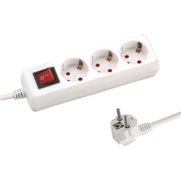 SOCKET 3 SCHUKO HOLES CABLE 3X1,5mm EXTENSION 3m WITH SWITCH & SHUTTER ...