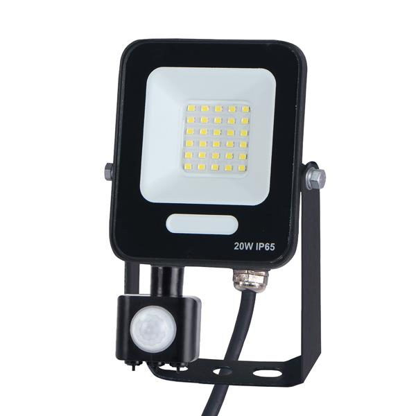 ΠΡΟΒΟΛΕΑΣ LED 20W SMD ΜΕ ΠΕΡΙΣΤΡΕΦΟΜΕΝΟ ΑΝΙΧΝΕΥΤΗ ΚΙΝΗΣΗΣ ΜΑΥΡΟΣ IP54 6500K PLUS