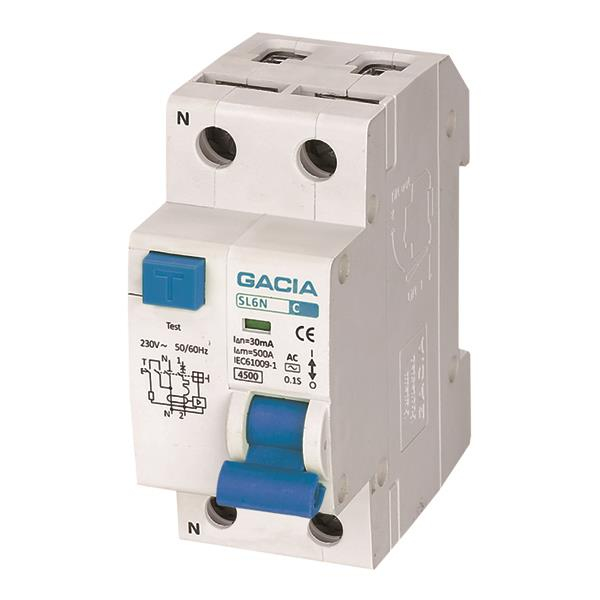 ΡΕΛΕ RCBO ΔΙΠΟΛΙΚΟ 20A 4,5KA 30mA 1P+N C GACIA TYPE AC