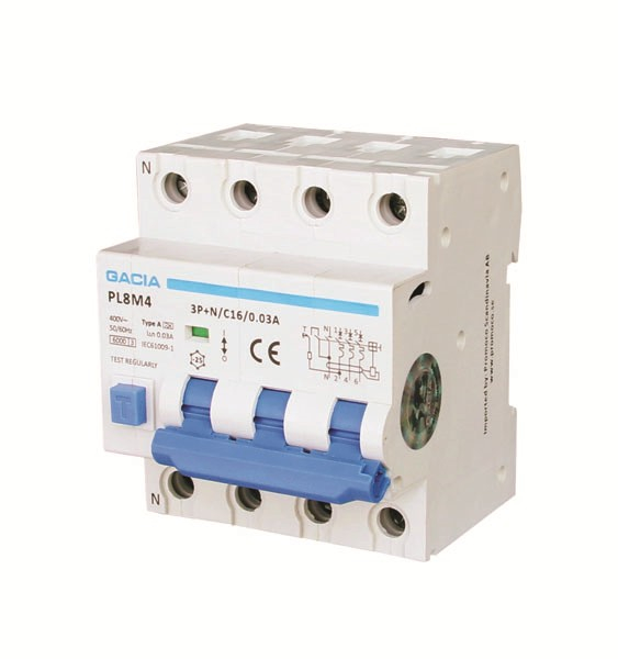ΡΕΛΕ RCBO ΤΕΤΡΑΠΟΛΙΚΟ 40A 6kA 100mA 3P+N C GACIA TYPE A