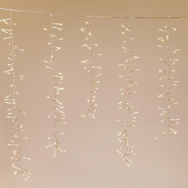 XMAS ΛΑΜΠΑΚΙ CLUSTER 480 LED 3mm 36V ΜΕΤΑΣΧΗΜΑΤΙΣΤΗ ΜΕ 8 ΠΡΟΓΡΑΜΜΑΤΑ 4 ΕΠΕΚΤΑΣΕΙΣ ΕΩΣ 3 ΣΕΤ ΔΙΑΦΑΝΟ PVC ΚΑΛΩΔΙΟ ΘΕΡΜΟ ΛΕΥΚΟ LED (H100 x W200cm 30/40/50/50/40/30) ΠΑΡΟΧΗ 3m IP44