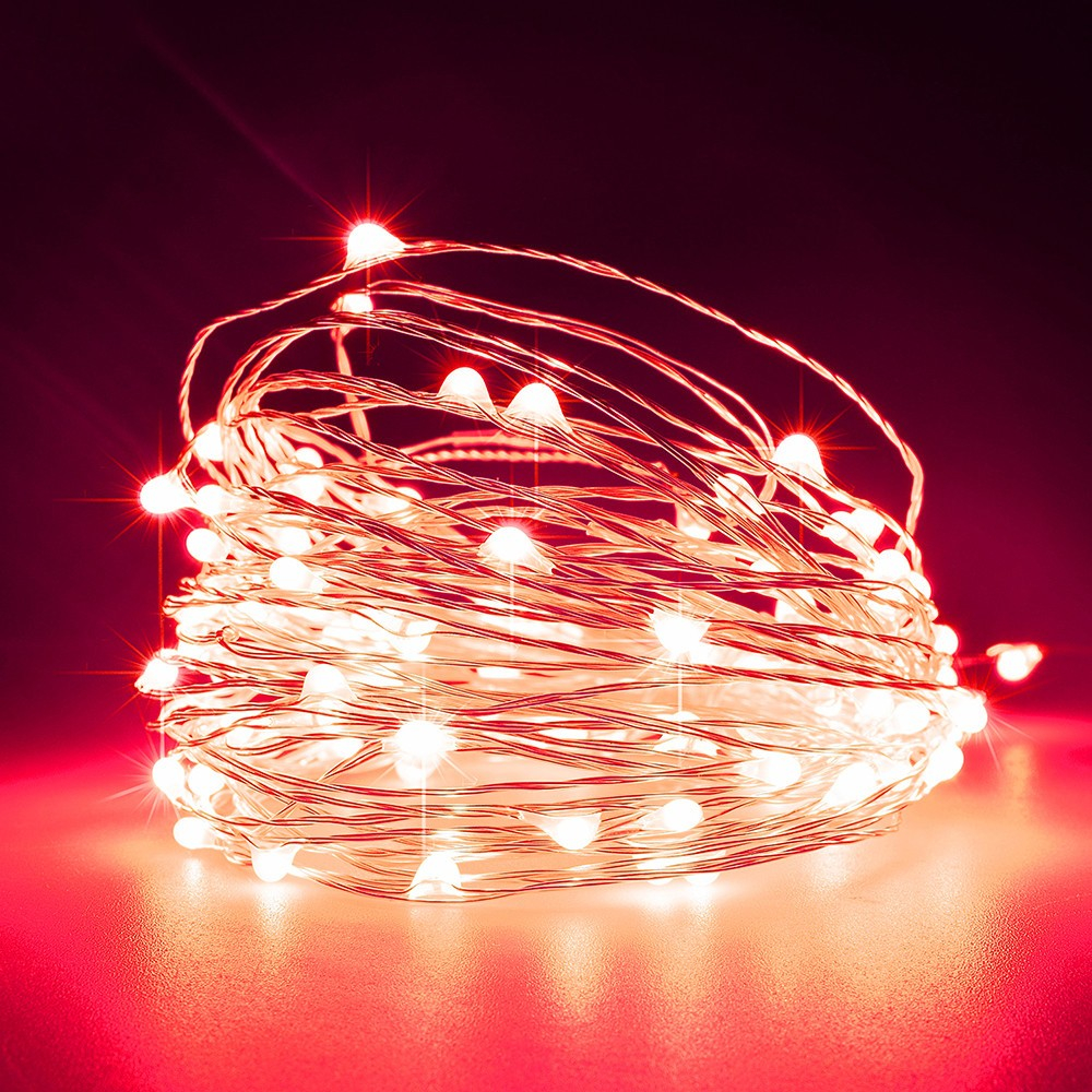 XMAS ΛΑΜΠΑΚΙ ΣΕΙΡΑ 100 MINI LED ΜΕΤΑΣΧΗΜΑΤΙΣΤΗ ΣΤΑΘΕΡΟ ΑΣΗΜΙ ΧΑΛΚΙΝΟ ΚΑΛΩΔΙΟ ΚΟΚΚΙΝΟ LED ΑΝΑ 10cm ΠΑΡΟΧΗ 5m ΙΡ44
