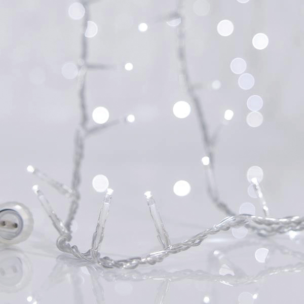 XMAS ΛΑΜΠΑΚΙ ΣΕΙΡΑ 100 LED 3mm 31V ΜΕΤΑΣΧΗΜΑΤΙΣΤΗ 4 ΕΠΕΚΤΑΣΕΙΣ ΕΩΣ 3 ΣΕΤ ΔΙΑΦΑΝΟ PVC ΚΑΛΩΔΙΟ ΛΕΥΚΟ LED ΑΝΑ 5cm ΠΑΡΟΧΗ 3m ΙP44
