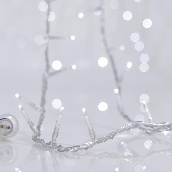 XMAS ΛΑΜΠΑΚΙ ΣΕΙΡΑ 300 LED 3mm 31V ΜΕΤΑΣΧΗΜΑΤΙΣΤΗ 4 ΕΠΕΚΤΑΣΕΙΣ ΕΩΣ 3 ΣΕΤ ΔΙΑΦΑΝΟ PVC ΚΑΛΩΔΙΟ ΛΕΥΚΟ LED ΑΝΑ 5cm ΠΑΡΟΧΗ 3m ΙΡ44