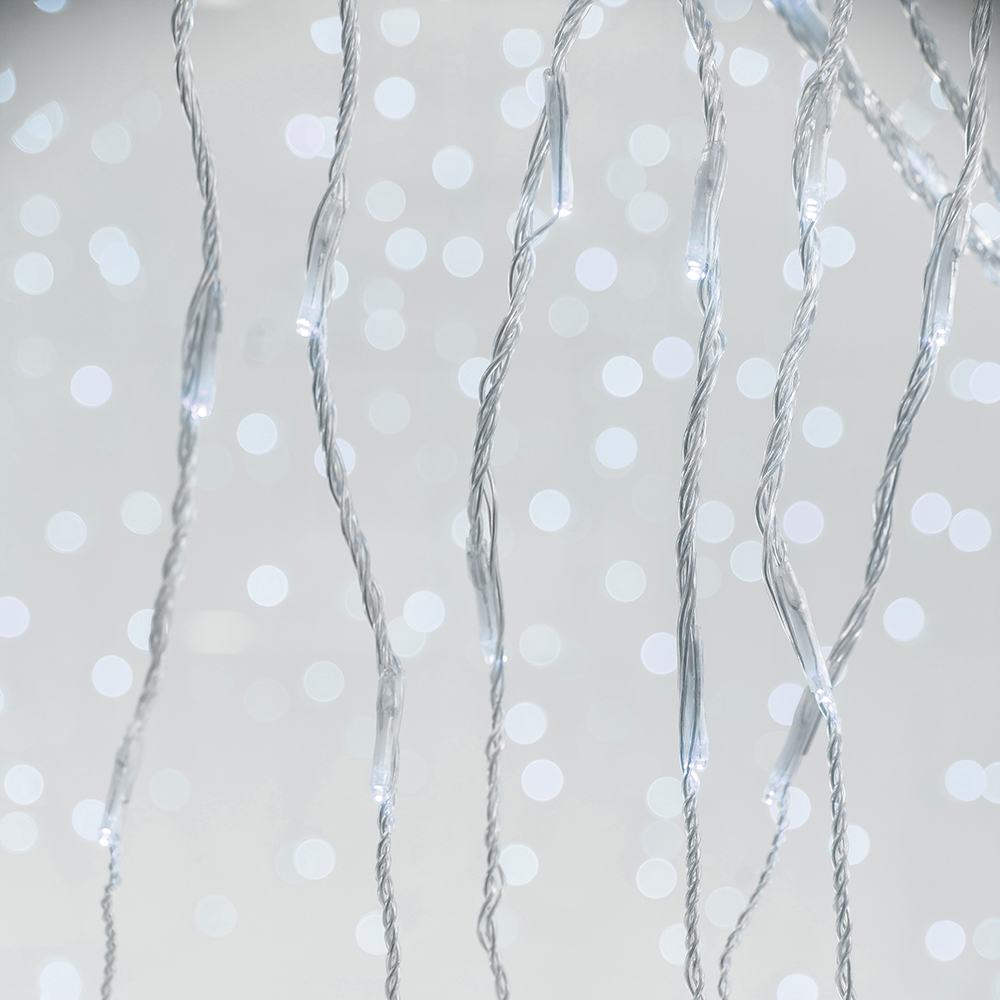 XMAS ΛΑΜΠΑΚΙ ΚΟΥΡΤΙΝΑ 240 LED 3mm 31V ΜΕΤΑΣΧΗΜΑΤΙΣΤΗ ΠΡΟΓΡΑΜΜΑ SNOWFALL & ΜΝΗΜΗ ΔΙΑΦΑΝO PVC ΚΑΛΩΔΙΟ ΛΕΥΚΟ LED (H100 x W200cm 20 ΣΕΙΡΕΣ x 12 LED) ΠΑΡΟΧΗ 3m IP44