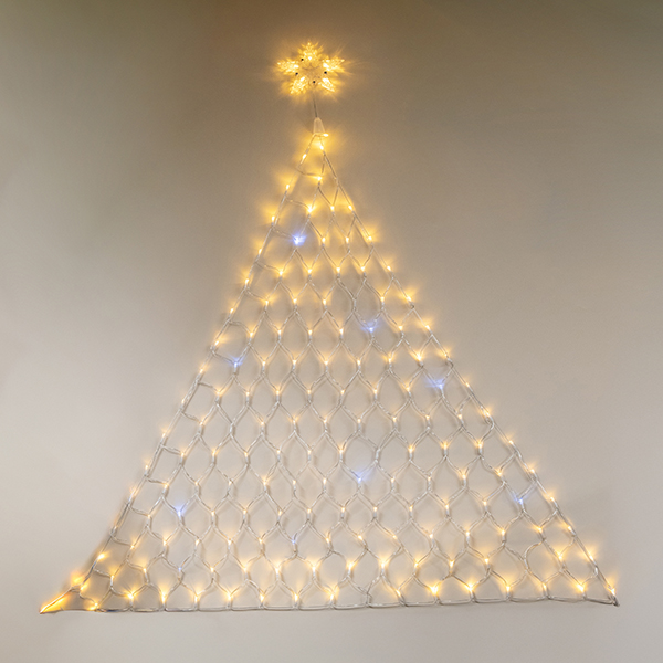 XMAS ΛΑΜΠΑΚΙ ΔΙΧΤΥ ΔΕΝΤΡΟ ΜΕ ΑΣΤΕΡΙ 158 LED 5mm 4.5V ΜΕΤΑΣΧΗΜΑΤΙΣΤΗ ΔΙΑΦΑΝΟ PVC ΚΑΛΩΔΙΟ 142 ΘΕΡΜΑ ΛΕΥΚΑ LED & 16 ΛΕΥΚΑ FLASH LED H150 x W140cm ΠΑΡΟΧΗ 3m IP44