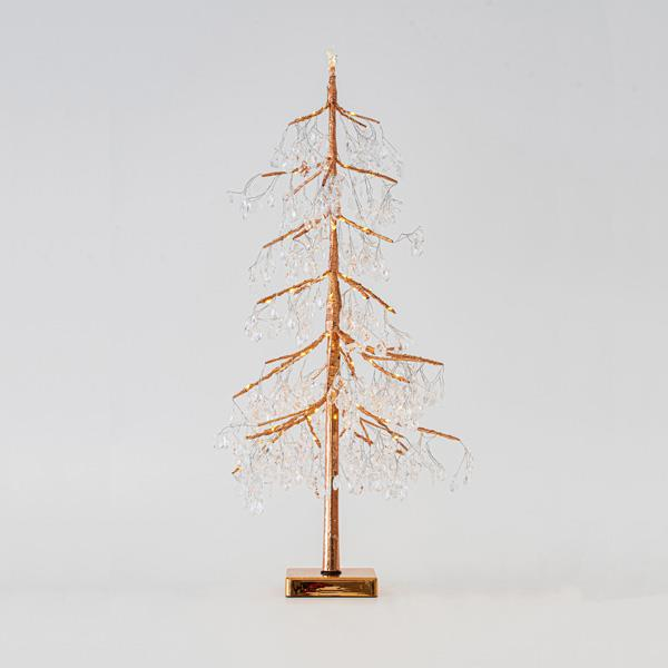 XMAS ΦΩΤΙΖΟΜΕΝΟ ΔΕΝΤΡΟ ΜΕ ΑΣΤΕΡΙ ΚΟΡΥΦΗ ΑΚΡΥΛΙΚΟ ΧΑΛΚΙΝΟ 60cm ΜΕΤΑΣΧΗΜΑΤΙΣΤΗ 80 MINI LED ΘΕΡΜΑ ΛΕΥΚΑ IP44