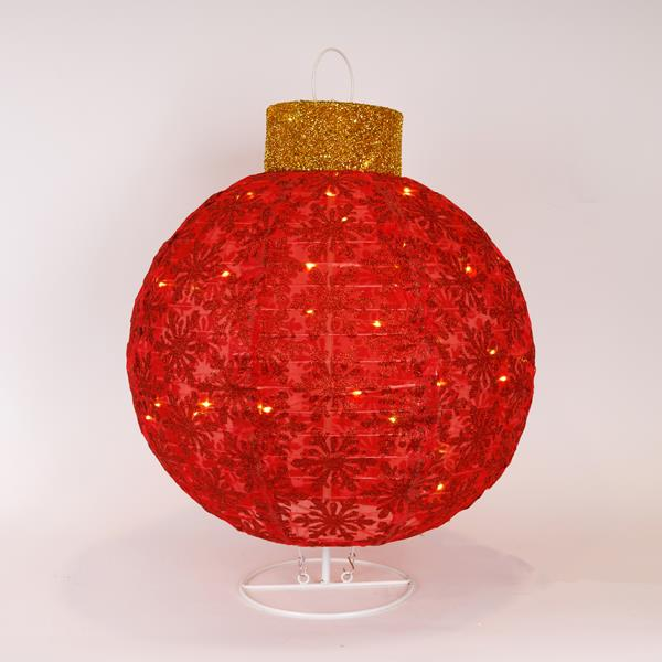 XMAS ΦΩΤΙΖΟΜΕΝΗ KOKKINH MΠΑΛΑ ΜΕ ΒΑΣΗ 50 MINI LED 4.5V ΜΕΤΑΣΧΗΜΑΤΙΣΤΗ ΘΕΡΜΟ ΛΕΥΚΟ ΠΑΡΟΧΗ 3m 45x45x60cm IP44
