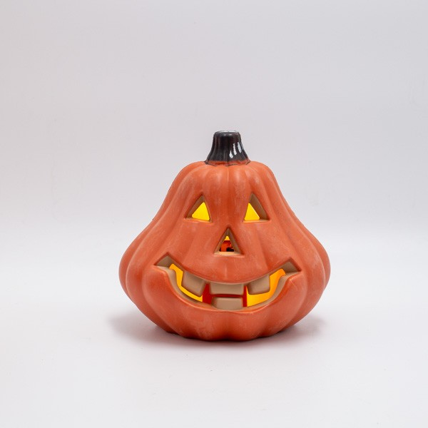 HALLOWEEN ΦΩΤΙΖΟΜΕΝΗ ΠΟΡΤΟΚΑΛΙ ΚΟΛΟΚΥΘΑ ΜΠΑΤΑΡΙΑΣ 2AA 6 ΘΕΡΜΑ ΛΕΥΚΑ LED 16x14x15cm IP20