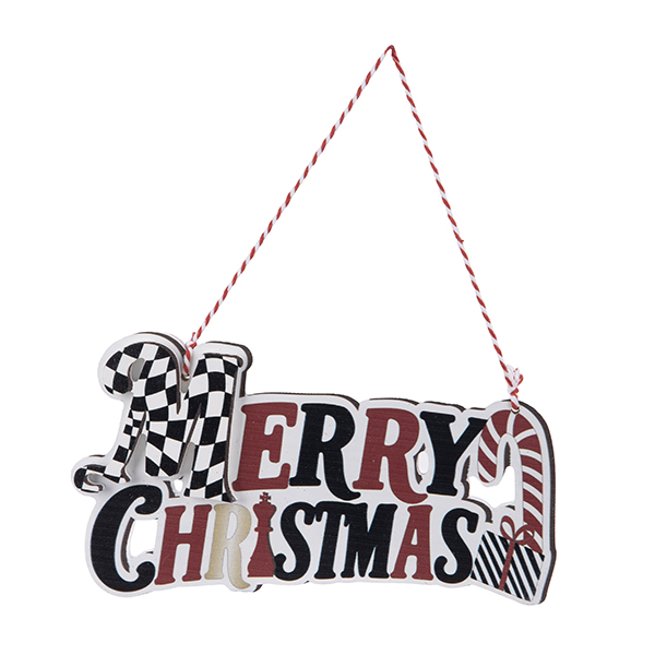 ΣΤΟΛΙΔΙ  ΞΥΛΙΝΟ MERRY CHRISTMAS ΛΕΥΚΟ ΚΟΚΚΙΝΟ ΜΑΥΡΟ 23x12x1.5cm