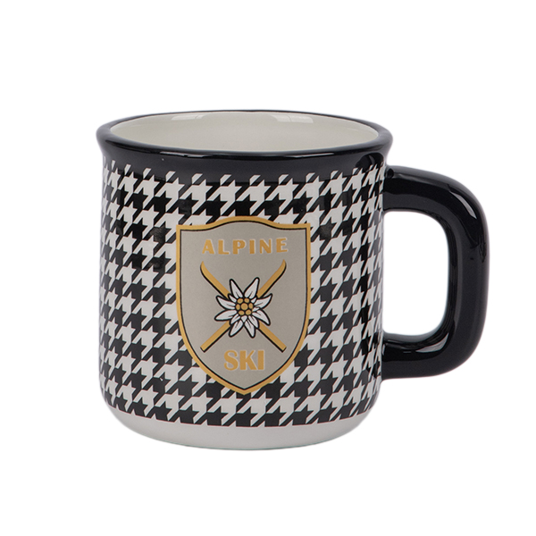 ΚΟΥΠΑ ΜΕ ΜΟΤΙΒΟ PIED DE POULE ΑΣΠΡΟΜΑΥΡΗ 14x10.5x10.4cm