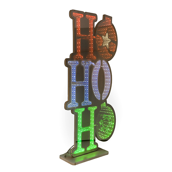 XMAS ΚΑΘΡΕΦΤΗΣ HO HO HO ΜΕ 496 LED ΜΕΤΑΣΧΗΜΑΤΙΣΤΗ KOKKINO ΛΕΥΚΟ & ΠΡΑΣΙΝΟ LED ΠΑΡΟΧΗ 3m 30x60cm IP20
