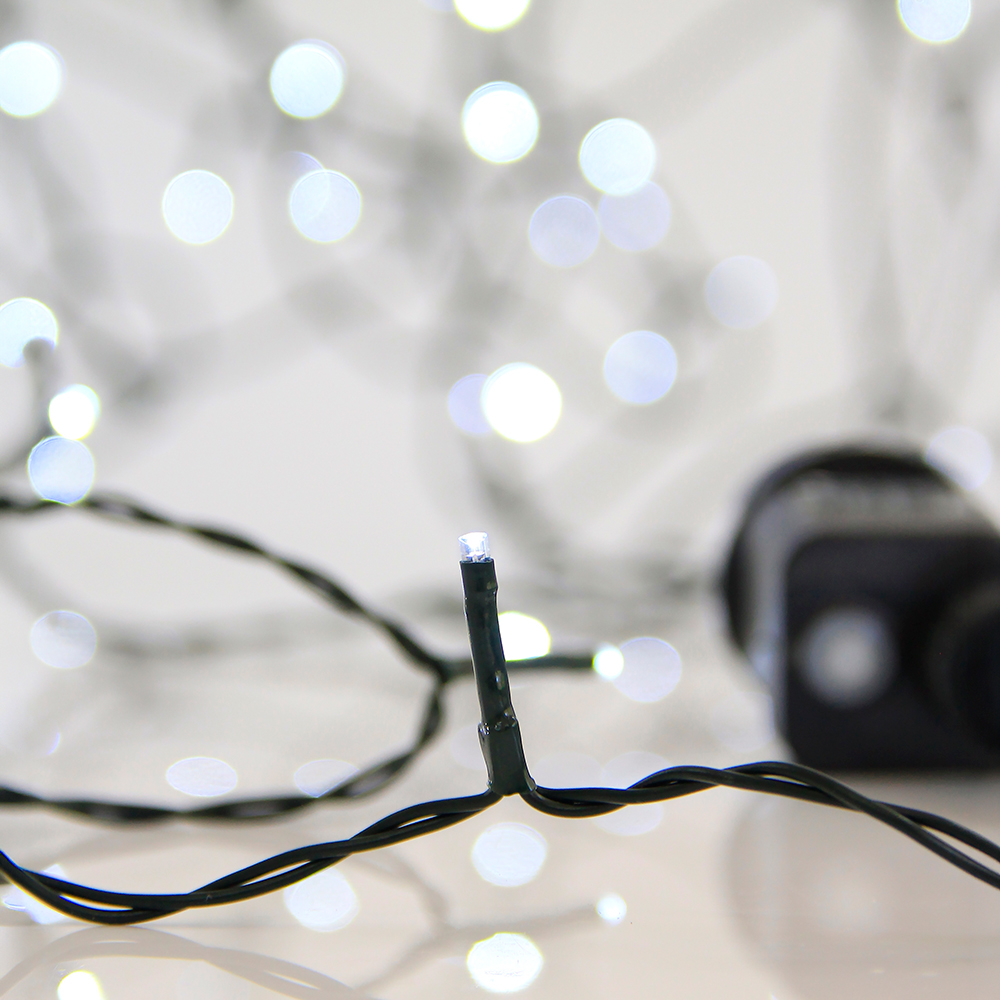 XMAS ΛΑΜΠΑΚΙ ΣΕΙΡΑ 240 LED 3mm 31V ΜΕΤΑΣΧΗΜΑΤΙΣΤΗ ΜΕ 8 ΠΡΟΓΡΑΜΜΑΤΑ ΠΡΑΣΙΝΟ PVC ΚΑΛΩΔΙΟ ΛΕΥΚΟ LED ΑΝΑ 5cm ΠΑΡΟΧΗ 3m ΙΡ44