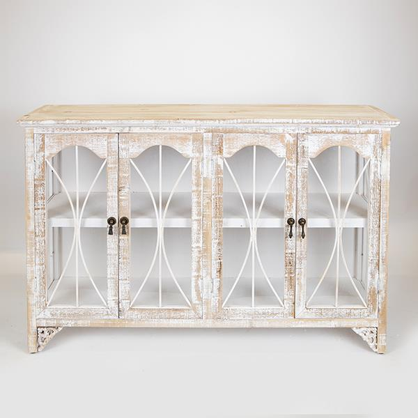 ΜΠΟΥΦΕΣ ΞΥΛΙΝΟΣ ΑΝΤΙΚΕ ΛΕΥΚΟΣ 121x32x78cm