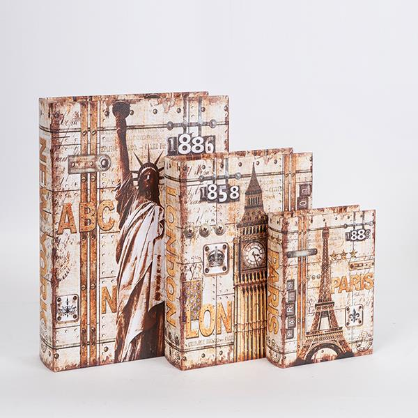S/3 ΚΟΥΤΙΑ ΒΙΒΛΙΑ ΞΥΛΙΝΑ ΚΑΦΕ 32x23x7cm / 25x18x5.5cm / 18x13x4cm