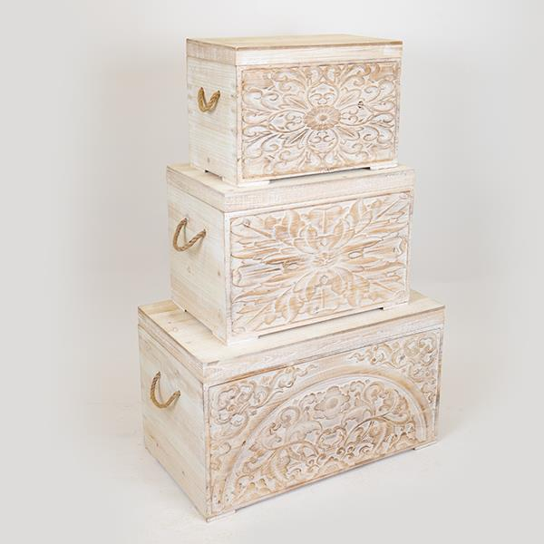S/3 ΜΠΑΟΥΛΑ ΞΥΛΙΝΑ ΛΕΥΚΑ ΜΕ ΣΧΕΔΙΑ 72x40.5x41cm/ 55.5x33.5x36.5cm/ 47.5x26.5x31cm