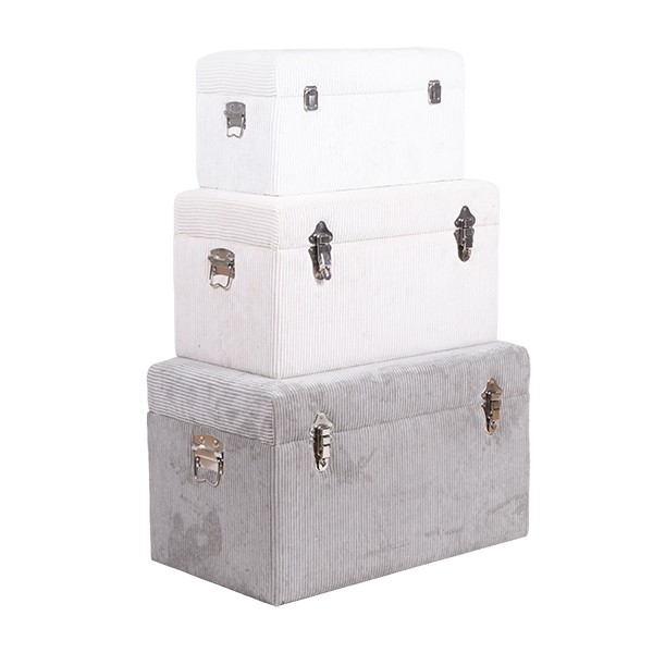 S/3 ΜΠΑΟΥΛΑ ΒΕΛΟΥΔΙΝΑ ΓΚΡΙ - ΚΡΕΜ - ΛΕΥΚΟ 57x33x35cm / 49x26x28cm / 42x20x21cm|810-00268