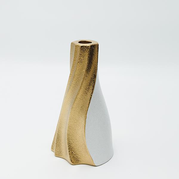 ΚΗΡΟΠΗΓΙΟ ΚΕΡΑΜΙΚΟ ΛΕΥΚΟ - ΧΡΥΣΟ 11.5x11x19.5cm