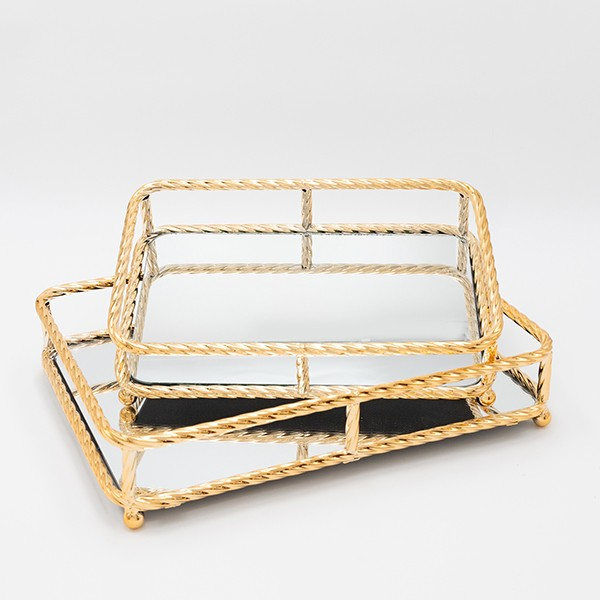 S/2 ΔΙΣΚΟΣ ΜΕΤΑΛΛΙΚΟΣ ΜΕ ΚΑΘΡΕΦΤΗ ΧΡΥΣΟ 36x7x26cm/ 30x7x20cm