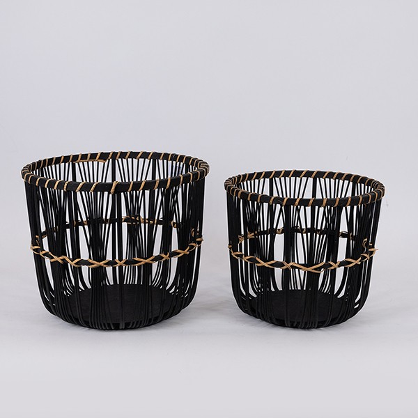 S/2 ΚΑΛΑΘΙΑ ΨΑΘΙΝΑ ΜΑΥΡΑ 32x32x28cm/ 27x27x25cm