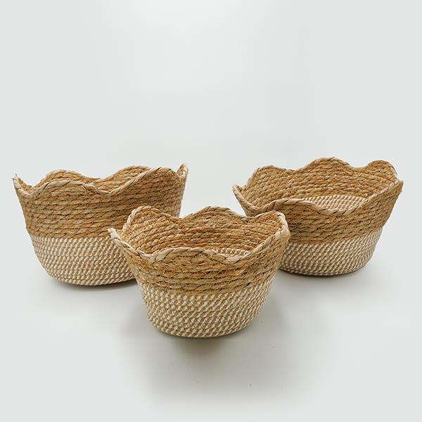 S/3 ΚΑΛΑΘΙΑ ΨΑΘΙΝΑ ΚΑΦΕ - ΜΠΕΖ 34x22x20.5cm /30x19x18cm /25x16x15cm
