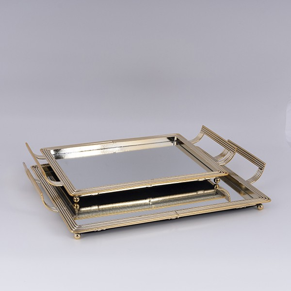 S/2 ΔΙΣΚΟΙ ΜΕΤΑΛΛΙΚΟΙ ΜΕ ΚΑΘΡΕΦΤΗ ΧΡΥΣΟΙ 46x28cm / 40x22cm