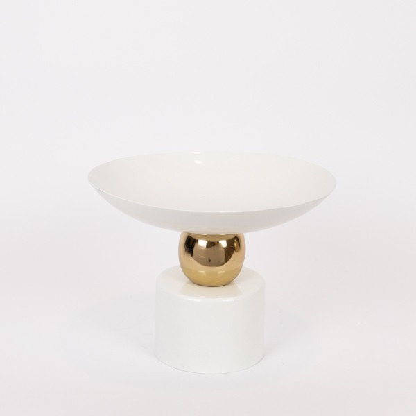 ΜΠΩΛ ΜΕ ΠΟΔΙ ΜΕΤΑΛΛΙΚΟ ΛΕΥΚΟ - ΧΡΥΣΟ 33x15x26cm|819-01102
