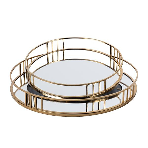 S/2 ΔΙΣΚΟΣ ΜΕΤΑΛΛΙΚΟΣ ΜΕ ΚΑΘΡΕΦΤΗ ΧΡΥΣΟΣ 39x5x39cm / 30.5x5x30.5cm