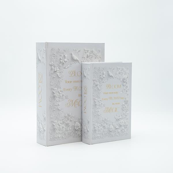 S/2 ΚΟΥΤΙ ΒΙΒΛΙΟ ΞΥΛΙΝΟ ΛΕΥΚΟ 30x21x7cm / 24x16x5cm