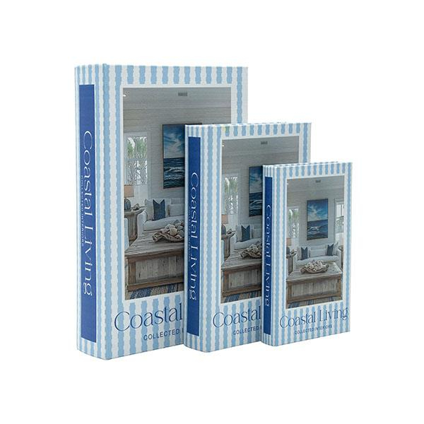 S/3 ΚΟΥΤΙ ΒΙΒΛΙΟ ΞΥΛΙΝΟ ΓΑΛΑΖΙΟ - ΛΕΥΚΟ 33x22x7cm / 26x17x5cm / 21x13x3cm