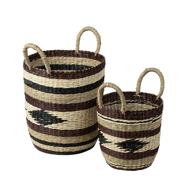 S/2 ΚΑΛΑΘΙΑ ΨΑΘΙΝΑ ΜΑΥΡΑ - ΜΠΕΖ - ΚΑΦΕ 30x30x42cm / 22x22x32cm|819-01719