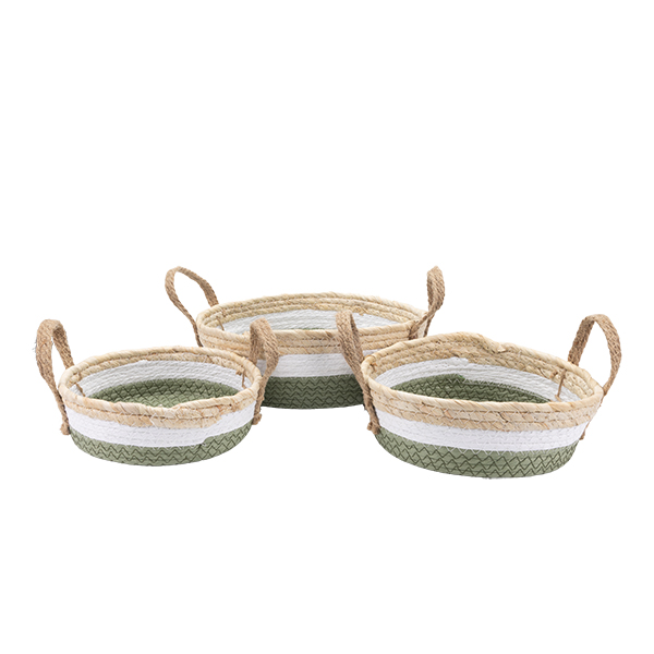 S/3 ΚΑΛΑΘΙΑ ΜΕ ΠΛΕΞΗ ΜΠΕΖ - ΛΕΥΚΑ - ΠΡΑΣΙΝΑ 28x28x9.5cm / 23x23x8cm / 21x21x8cm|819-01800