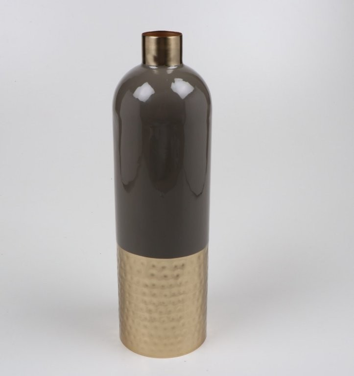ΒΑΖΟ ΜΕΤΑΛΛΙΚΟ ΓΚΡΙ - ΧΡΥΣΟ 12.5x12.5x42cm