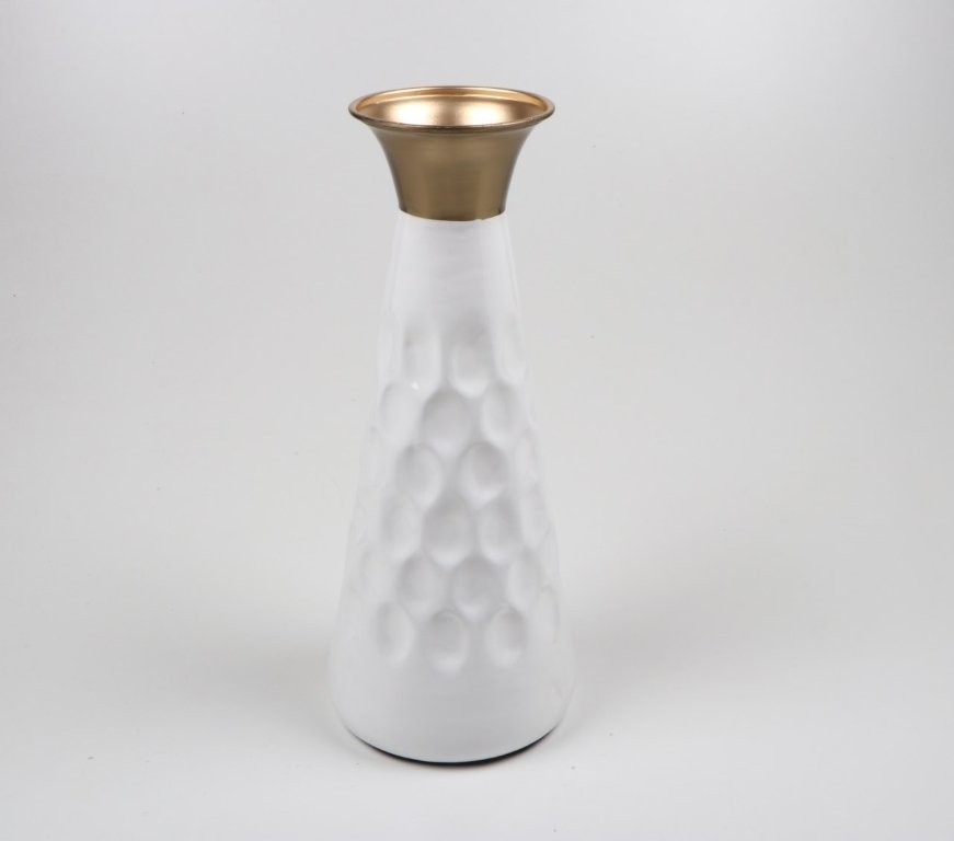 ΒΑΖΟ ΜΕΤΑΛΛΙΚΟ ΛΕΥΚΟ - ΧΡΥΣΟ 15.5x15.5x48.5cm