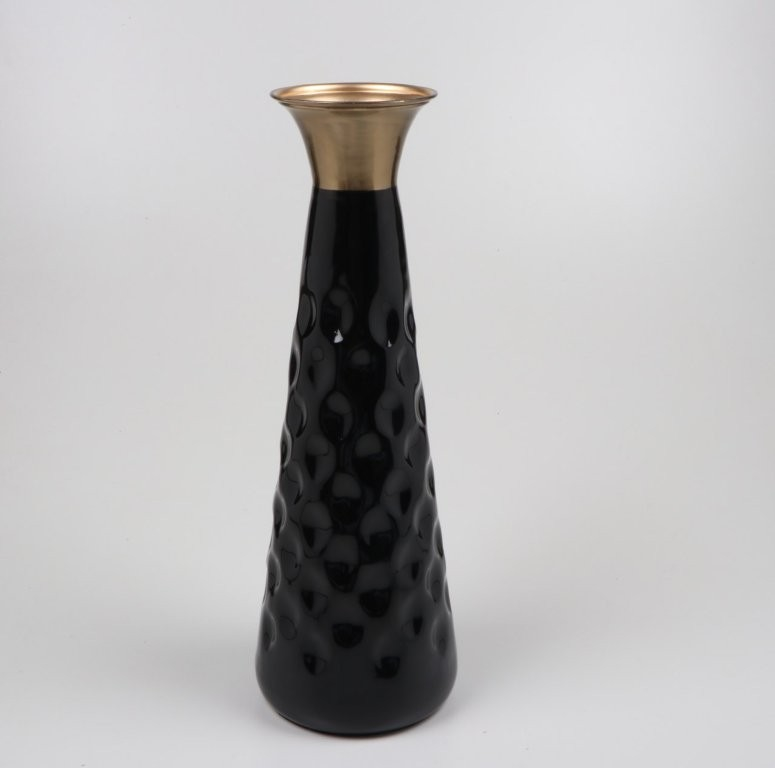ΒΑΖΟ ΜΕΤΑΛΛΙΚΟ ΜΑΥΡΟ - ΧΡΥΣΟ 15.5x15.5x14.5cm