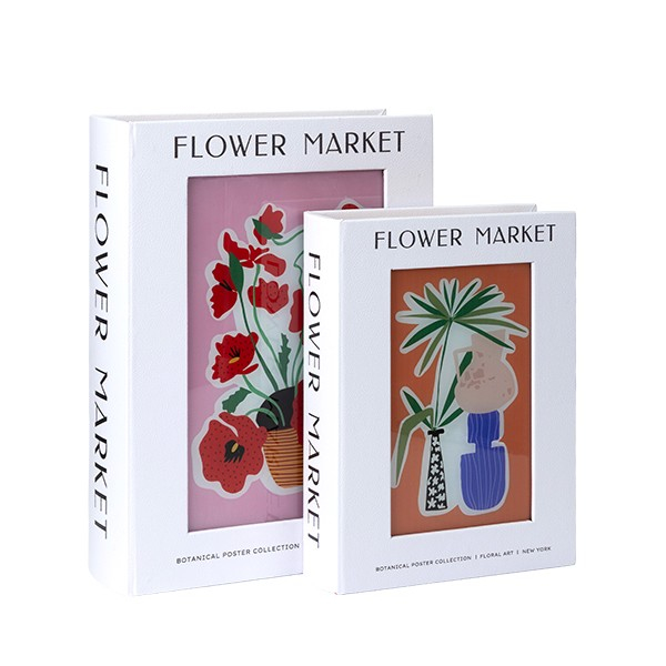S/2 ΚΟΥΤΙΑ ΒΙΒΛΙΑ ΜΕ ΓΥΑΛΙ FLOWER MARKET ΞΥΛΙΝΑ ΠΟΛΥΧΡΩΜΑ 25x7x34 / 20x5.5x27cm|819-01939