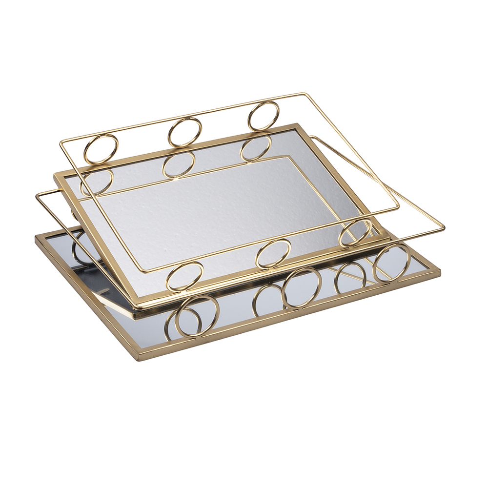 S/2 ΔΙΣΚΟΙ ΜΕΤΑΛΛΙΚΟΙ ΜΕ ΚΑΘΡΕΦΤΗ ΧΡΥΣΟΙ 37x26x6cm / 32x22x5.5cm
